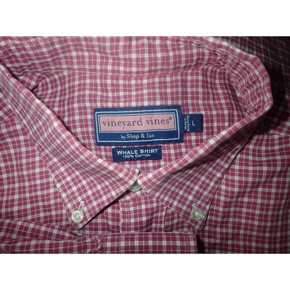 Vineyard Vines Shirt Mens‎ L Red Check Whale Shirt Long Sleeve Classic Preppy - Picture 5 of 6